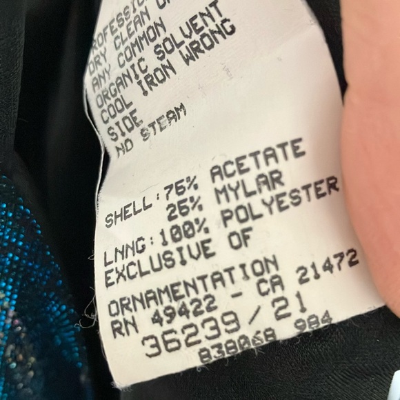 Jessica McClintock Gunne Sax Floral Blue Silver Iridescent Maxi Slip Dress - Picture 6 of 6